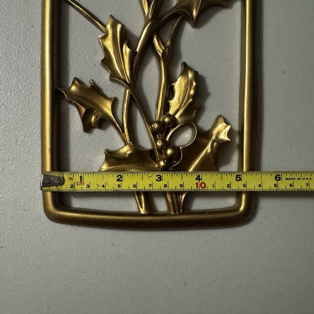 Vintage Christmas Dart Gold Holly Berries Wall Panel 1954 MCM Hollywood Regency - Picture 9 of 14